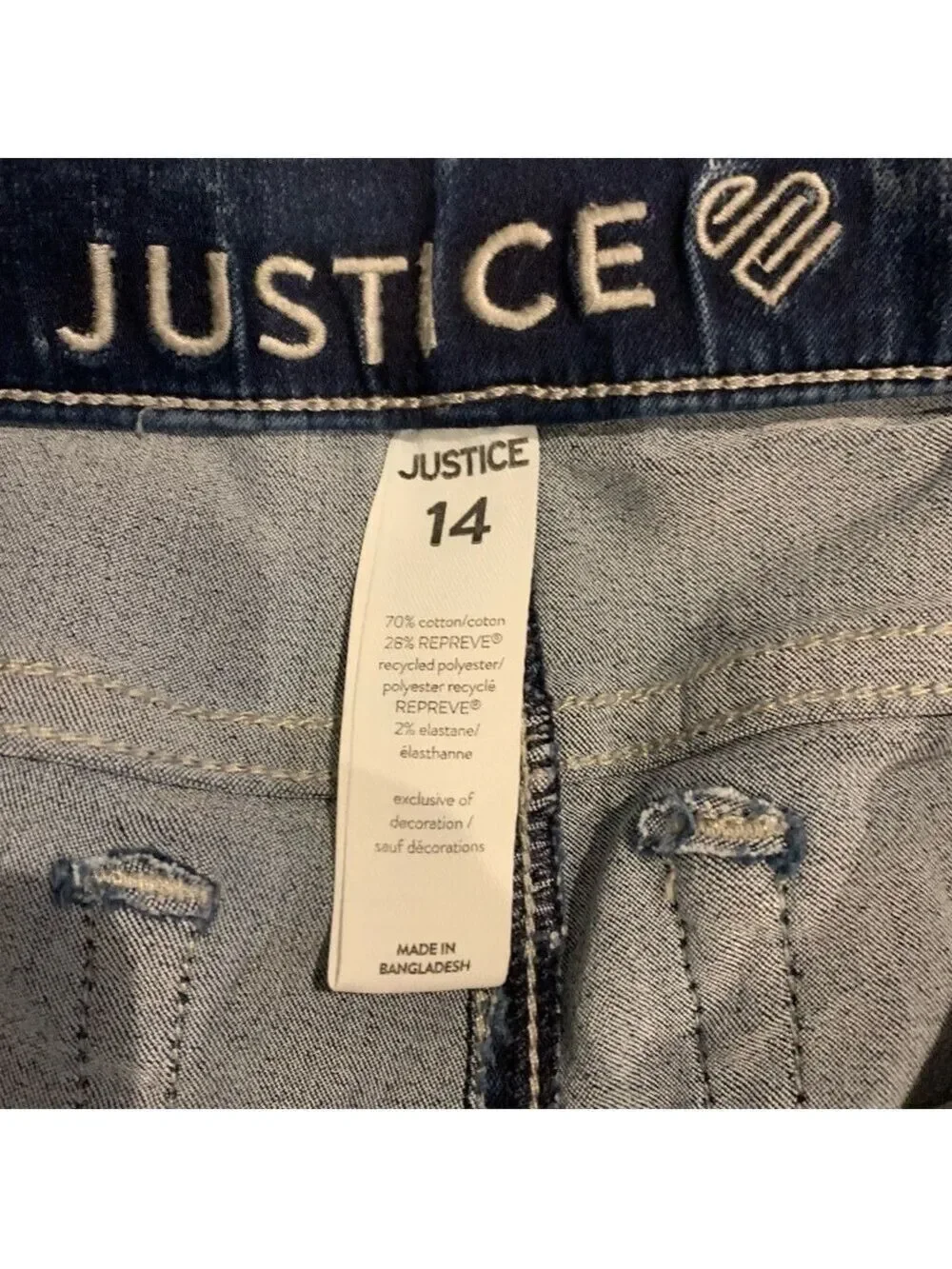 JUSTICE Girl’s Distressed Skinny Jeans size 14